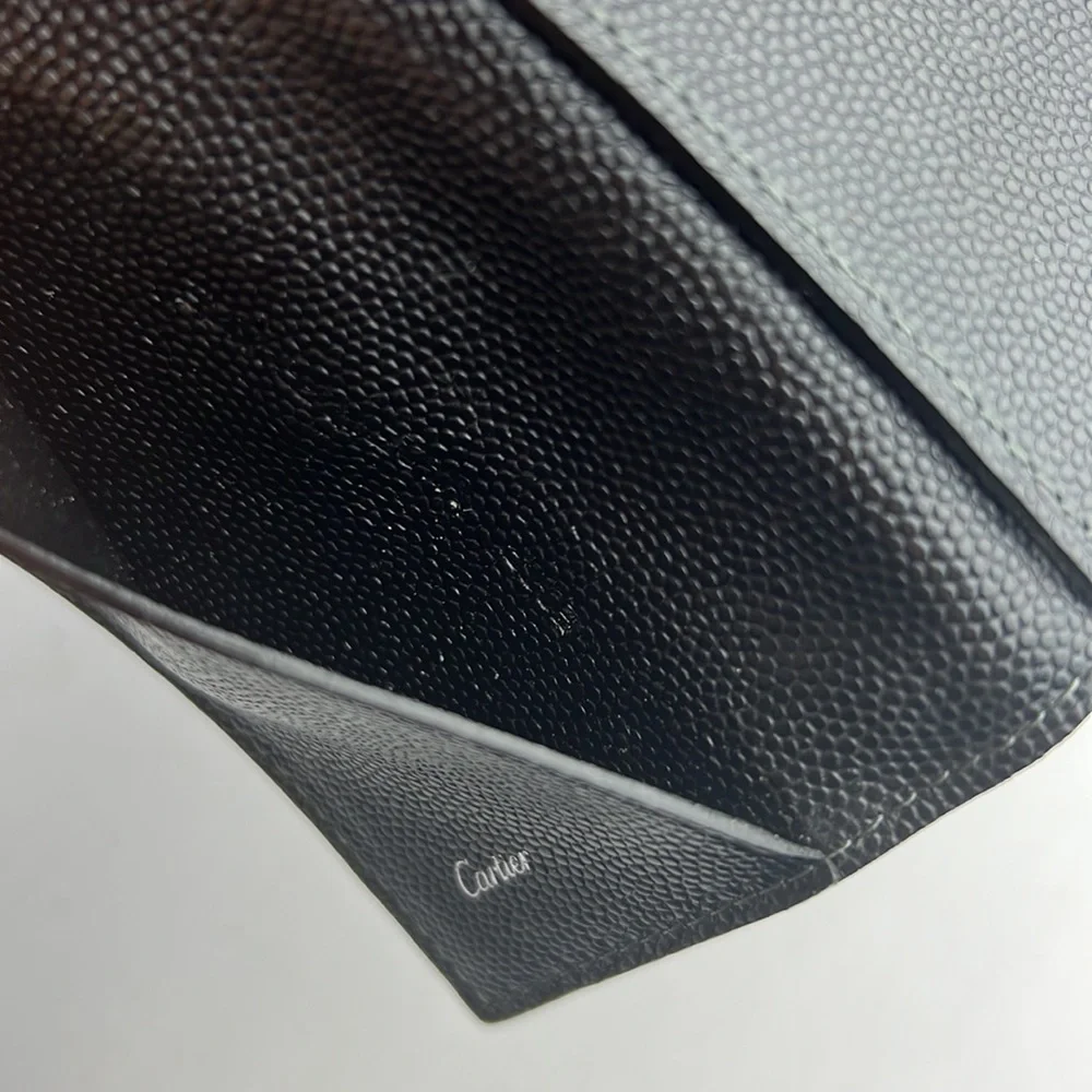 Auth. Cartier Santos Leather 4 Ring Key Case Black Logo Unisex Vintage